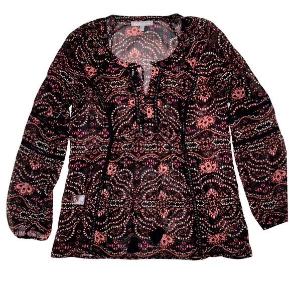 Daniel Rainn Tops - Daniel Rainn / Anthropologie Paisley Sheer Tassel Blouse Top Size Medium